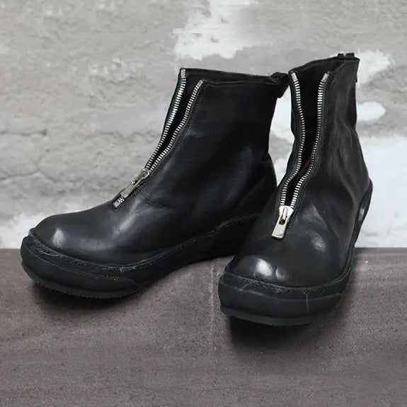 Guidi Black Horseskin Zip Front Sneakers PLS